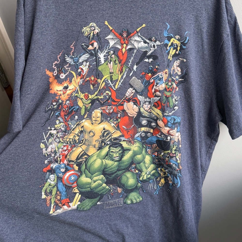 Marvel Comics Mens T-Shirt Size 3XL Heathered Gray Comic Characters Graphic
